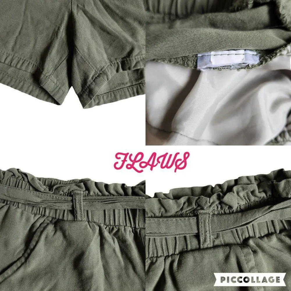 Old Navy olive green pull on belted shorts sz XL (14)